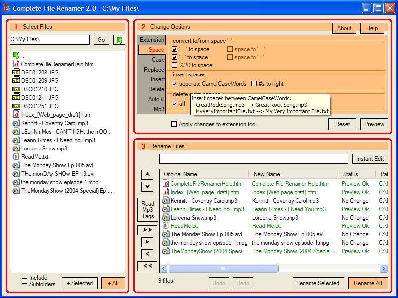 Complete File Renamer Screenshot